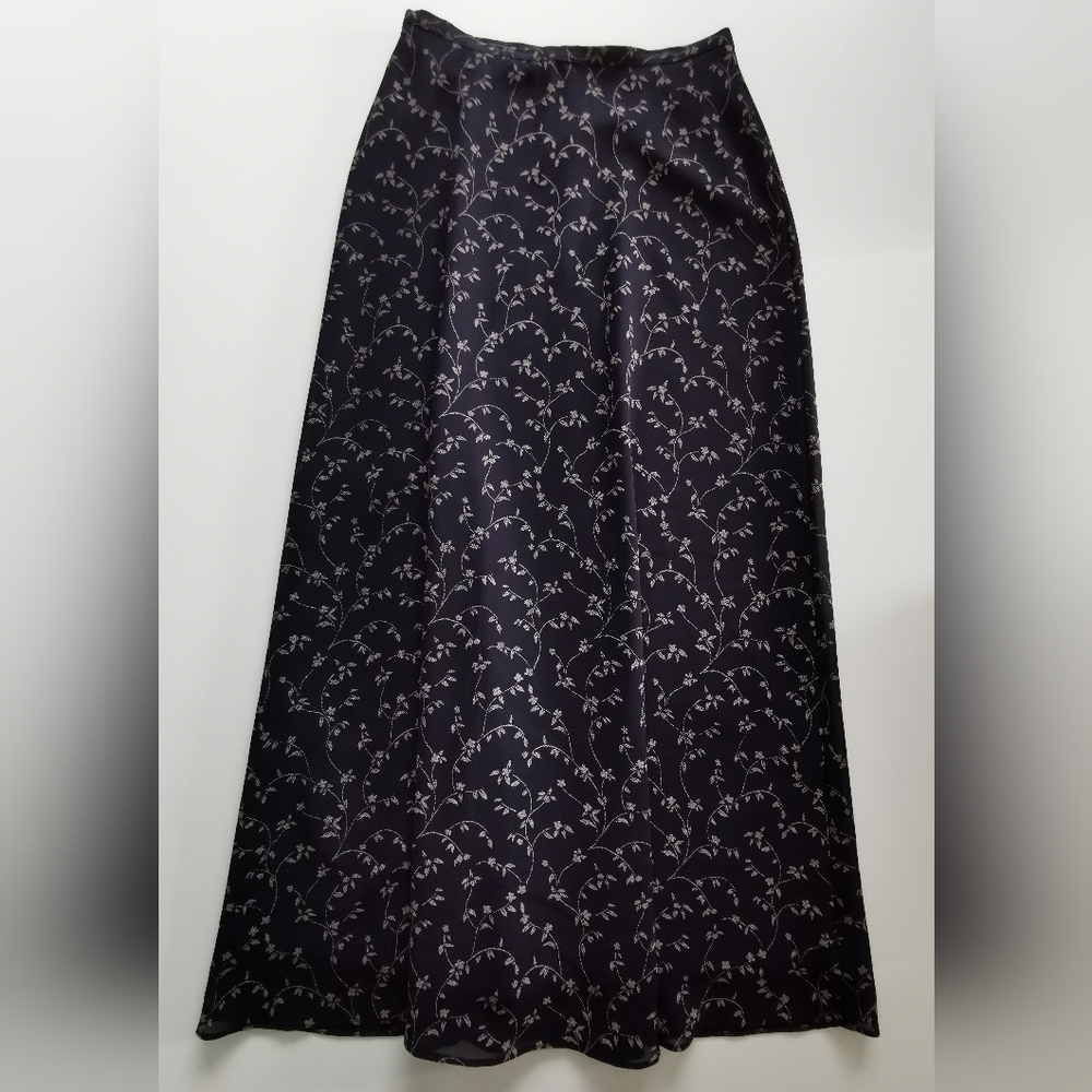 Last Chance Bianca Nygard Navy And Beige Pattern Lined Maxi Skirt Vintage